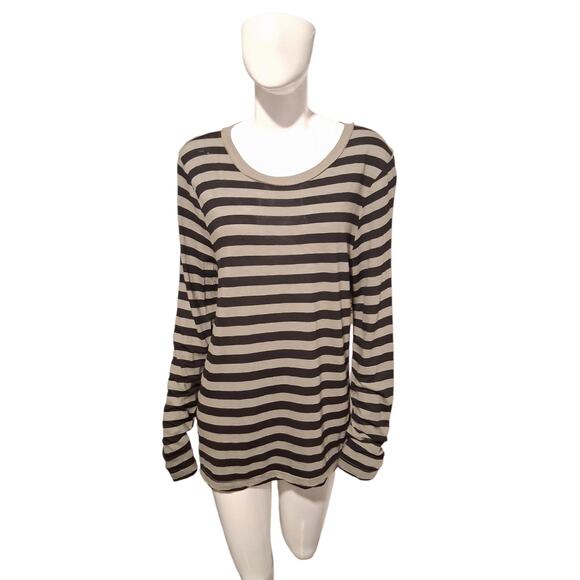 Michael Stars Quiet Luxury Women's size Large Grungecore Dani Stripped Comfy Tee - Picture 4 of 12